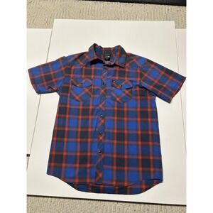 The North Face red & blue plaid short sleeve button-up size small mens